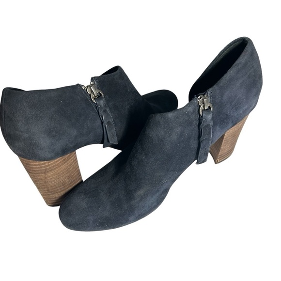Splendid Daphne Navy Blue Suede Heeled Booties Sz 10 - Picture 2 of 8